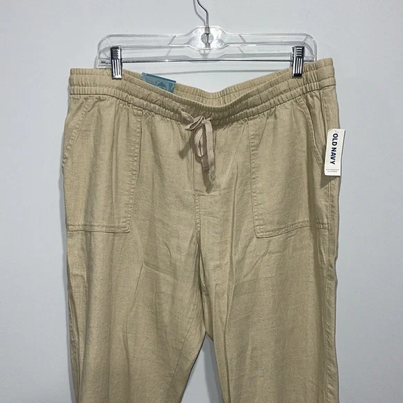 Old Navy women’s size large linen rayon Capri pants beige NEW - Picture 2 of 16